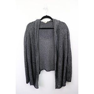 Eileen Fisher Stripe Hooded Cardigan Sweater Black White Organic Cotton …